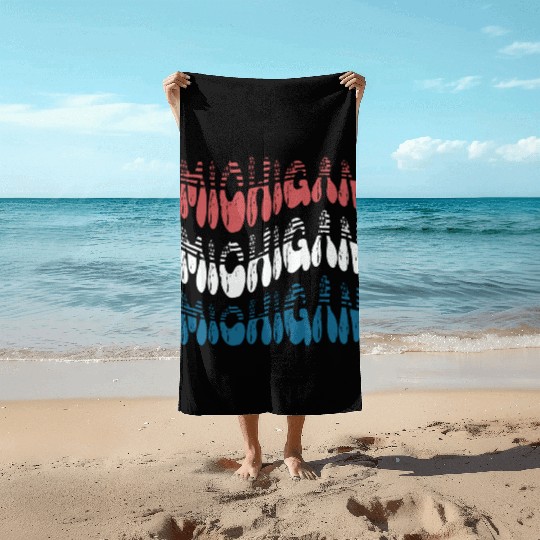 Michigan Red White Blue Cute Groovy Beach Towels