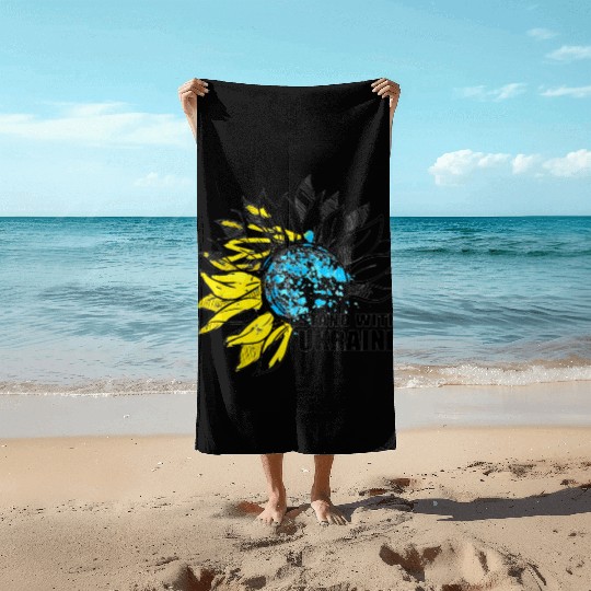 Sunflower Ukrainian Flag I Stand With Ukraine Ukra Beach Towels