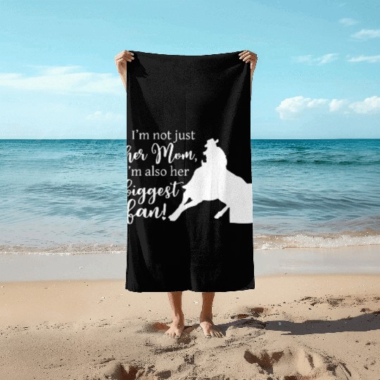 Mom Barrel Racing Horse Riding Racer Back Print Beach Towels