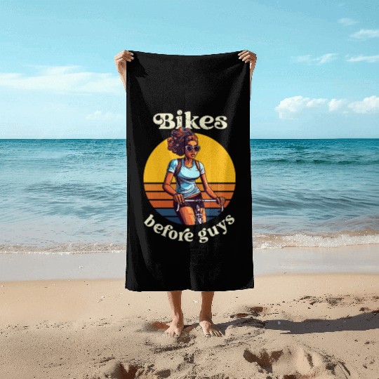 Bikes Before Guys Bicycle, Cycling Black Women Beach Towels