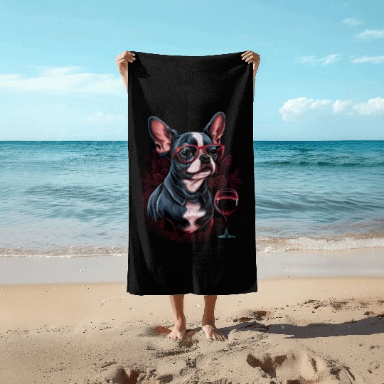 Chihuahua - France French Wine Cute Dog Souvenir Beach Towels
