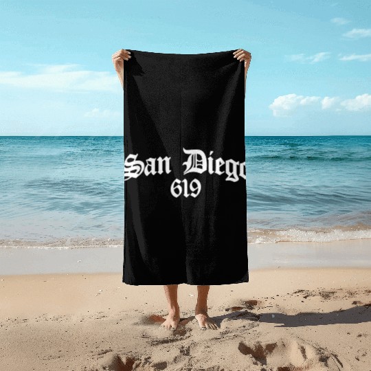 San Diego 619 Chicano Latino Style Area Code Beach Towels