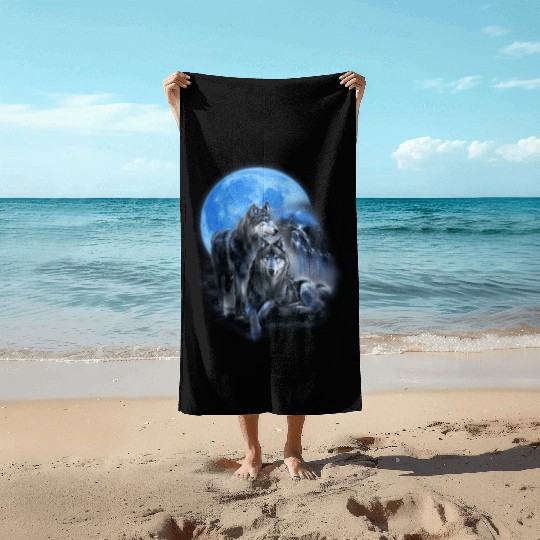The Mountain Men'S Wolfs Lookout Native American Beach Towels