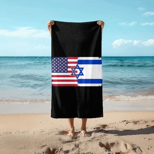 Israel Usa Flag Beach Towels