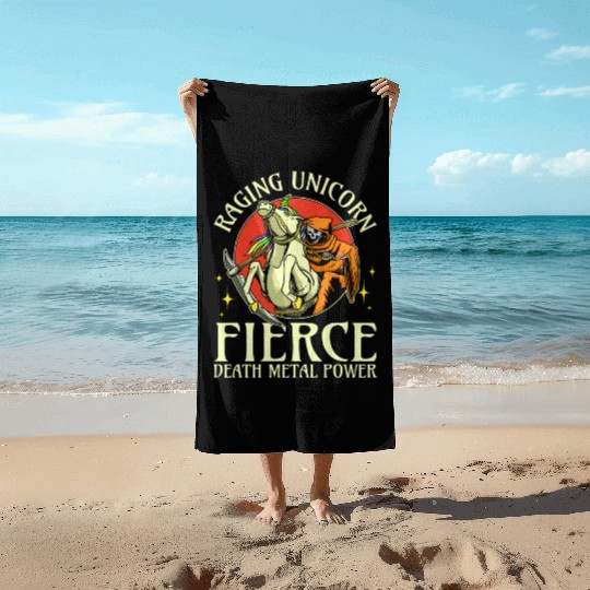 Goth Rock Satan Unicorn Festivals Death Metal Beach Towels