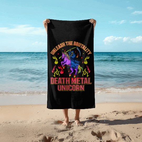 Goth Rock Satan Unicorn Festivals Death Metal Beach Towels