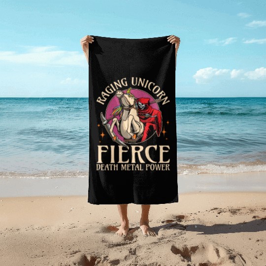 Goth Rock Satan Unicorn Festivals Death Metal Beach Towels