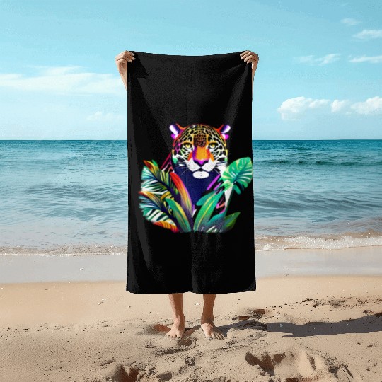 Jaguar in the Tropics Beach Towels