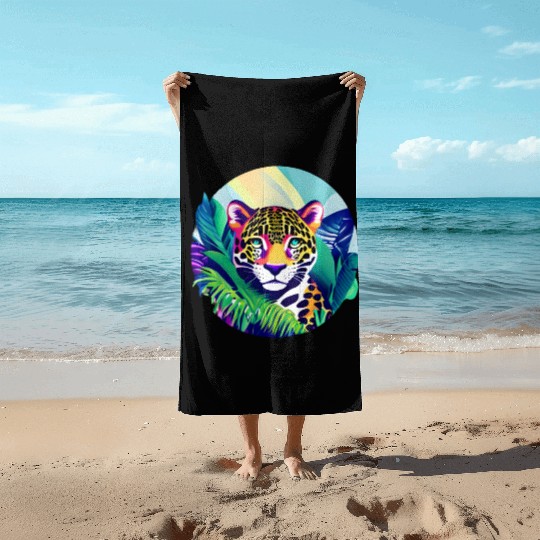 Jaguar in the Tropics Beach Towels