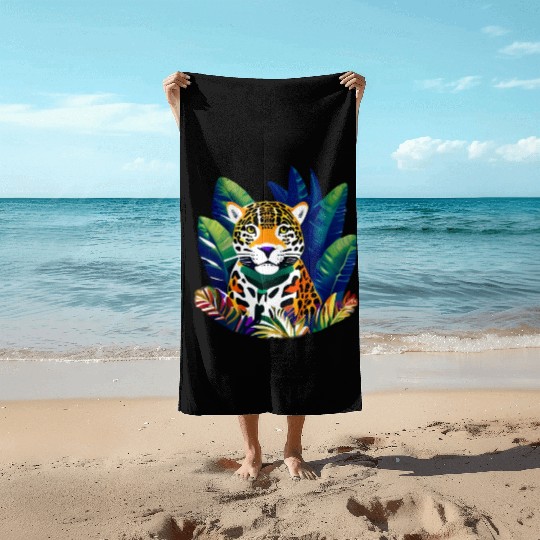 Jaguar in the Tropics Beach Towels
