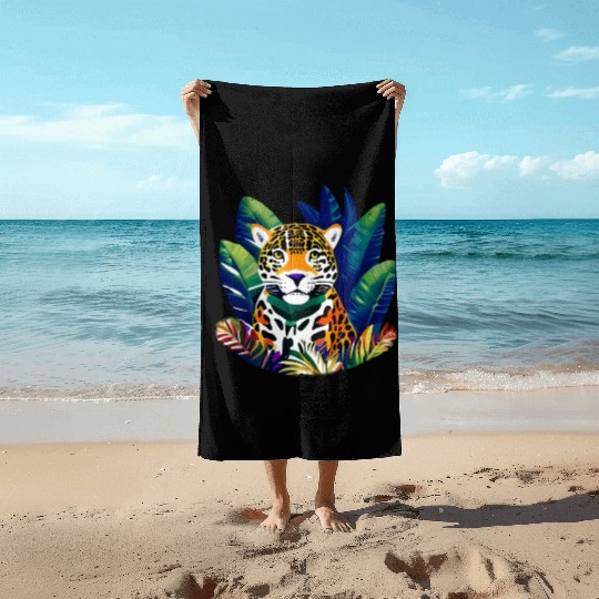 Jaguar in the Tropics Beach Towels