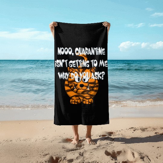 Crazy Cat Social Distancing Face Mask Funny Beach Towels
