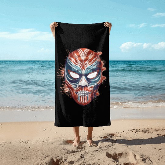Lucha Libre Mexican Wrestling Mask Luchador Beach Towels
