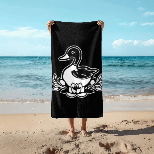 Duck Bird Nature Pond Beach Towels