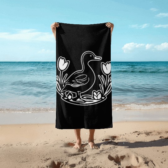 Duck Bird Nature Pond Beach Towels