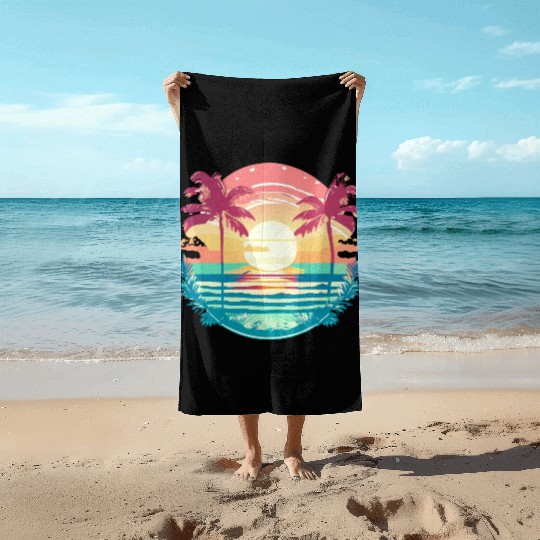 Tropical Serenity Sunset Beach Towels