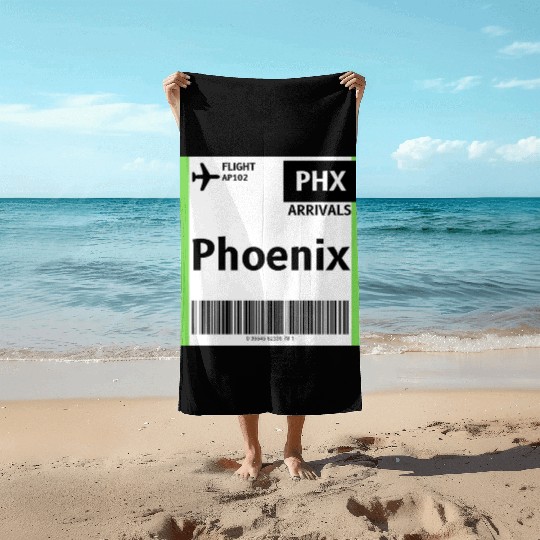 airplane ticket phoenix Beach Towels