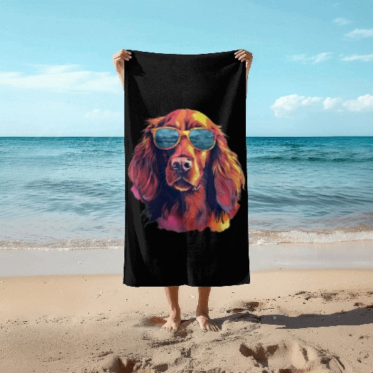 Irish Red Setter Dog Dog Breed for a Irish Red Beach Towels