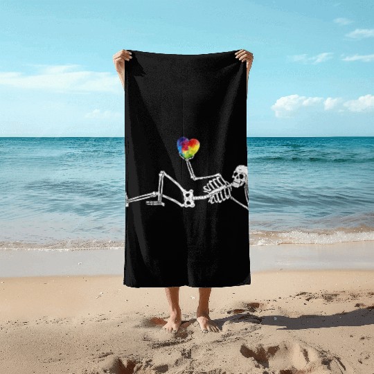 Heart Valentines Day Skeleton Gothic Boyfriend Him Beach Towels