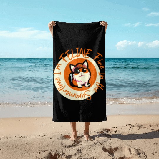 I'm FELINE Fine | Cat Lover Summer Animal Party Beach Towels