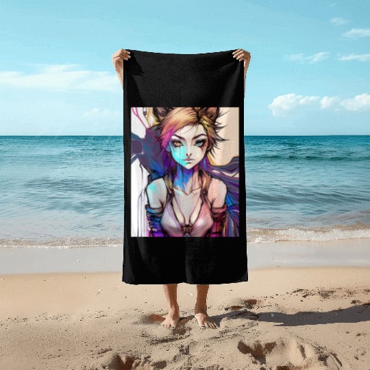 lady punk Beach Towels