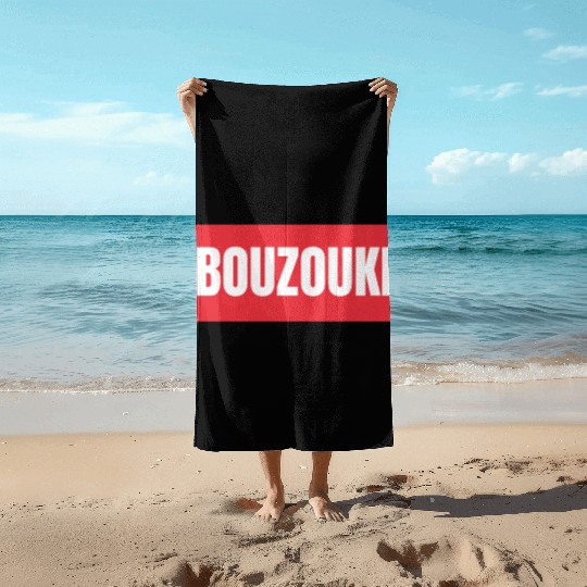 Irish Bouzouki Instrument Greek Beach Towels