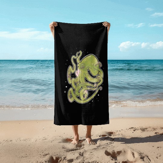 Green Octopus Beach Towels