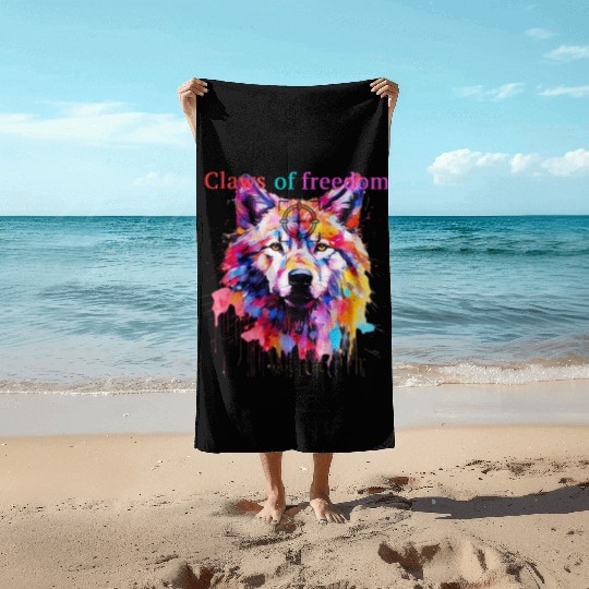 Lone Wolf in Multicolor Beach Towels