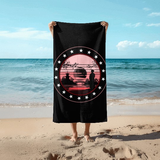 Cherry Blossom Beach Towels, Vintage Sakura Kawaii Pop