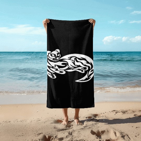 Tribal Otter Tattoo Beach Towels