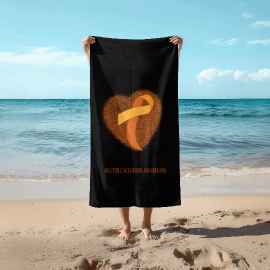 I Wear Orange For My Dad Multiple Sclerosis Beach Towels