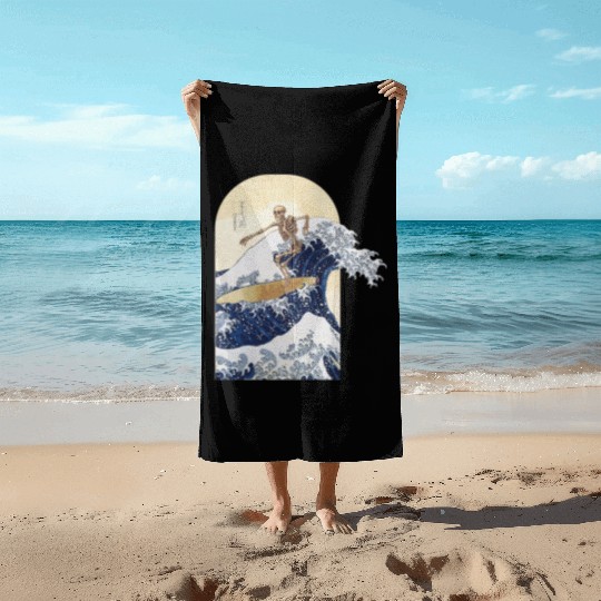 Surfing The Great Wave of Kanagawa Beach Towels