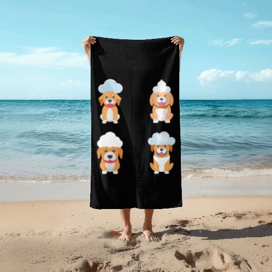 4 Dogs with Cloud - Unique for Dog Lovers Beach Towels