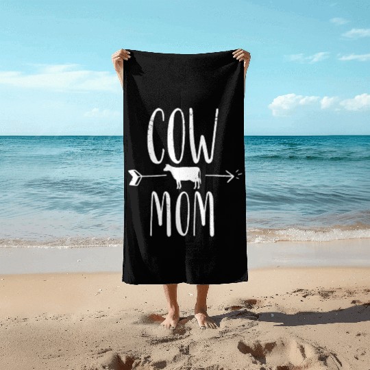 Cow Mom Funny Farmer Gift - Beach Towels