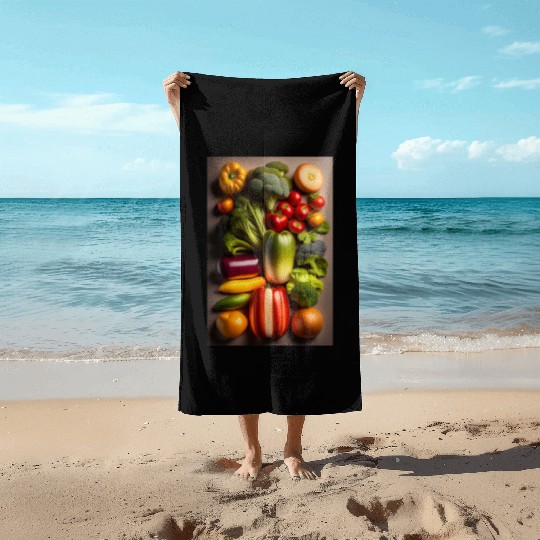 Fresh vegetable logo design in Beach Towels cloths