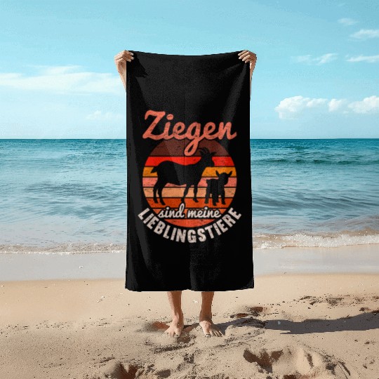 Goats are my favorite animals farmer retro goat Beach Towels