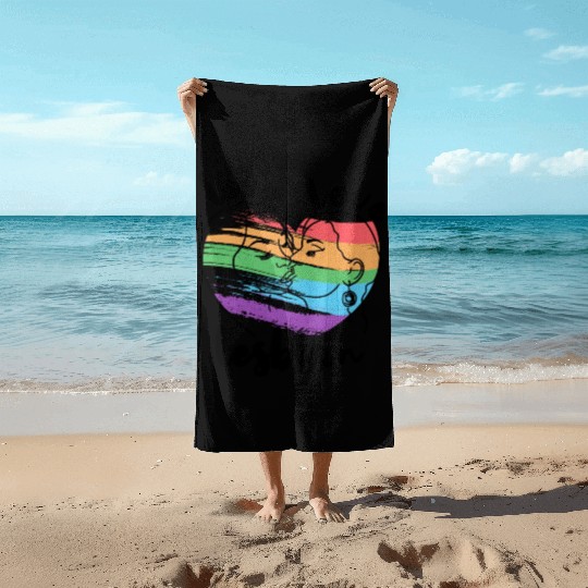 Live Love Lesbian Rainbow Lgbtq Gay Pride Queer Beach Towels