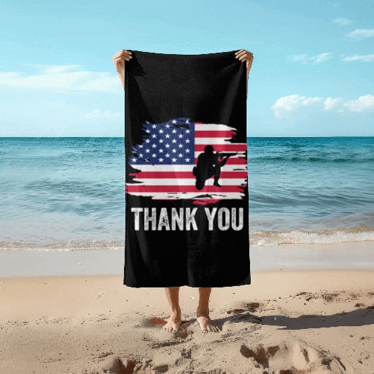 Thank You Us Flag Memorial Day Beach Towels