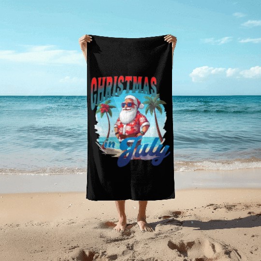 Santa at the Beach | Christmas In July Beach Towels