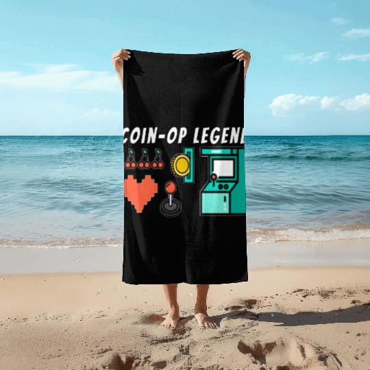 Coin Op Legend Arcade Gaming 80s Retro Gamer Beach Towels