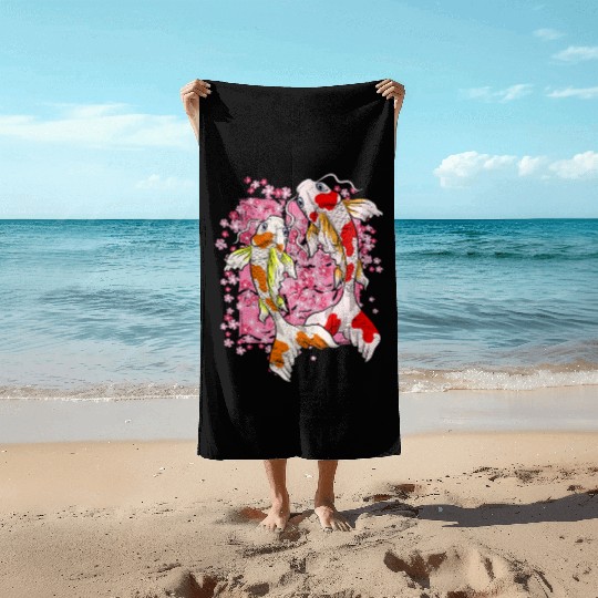 Sakura Koi Fish Gift Cherry Blossom Koi Carp Beach Towels