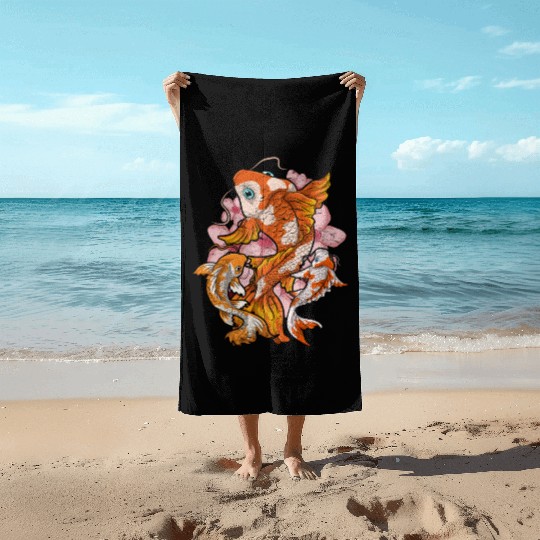 Cherry Blossom Nishikigoi Gift Sakura Koi Carp Beach Towels
