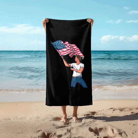Waving Usa Flag Beach Towels