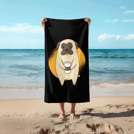 Pug Coffee Beach Towels