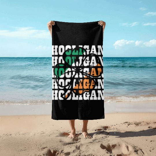Hooligan Irish Flag Clover Leaf Beach Towels
