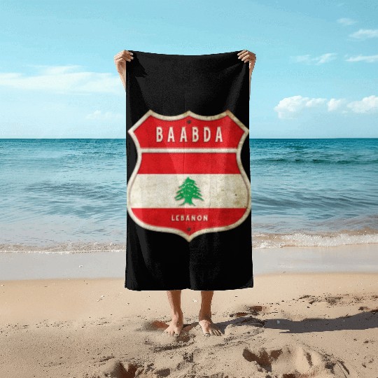 Baabda Lebanon coat of arms flag design Beach Towels