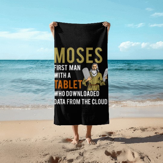 Jewish Passover Moses Tablet Data Cloud Computing Beach Towels