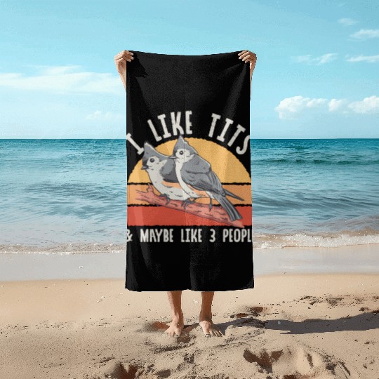 Bird Watcher Retro Vintage Tit Beach Towels
