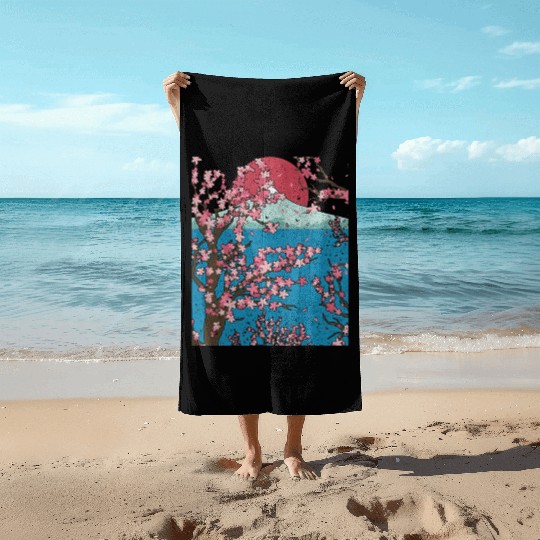 Japan cherry blossom gift sunset sakura Beach Towels