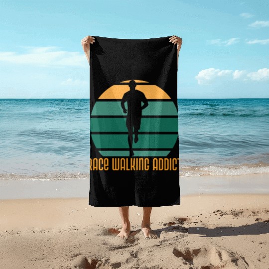 Race walking addict, Race walking Beach Towels